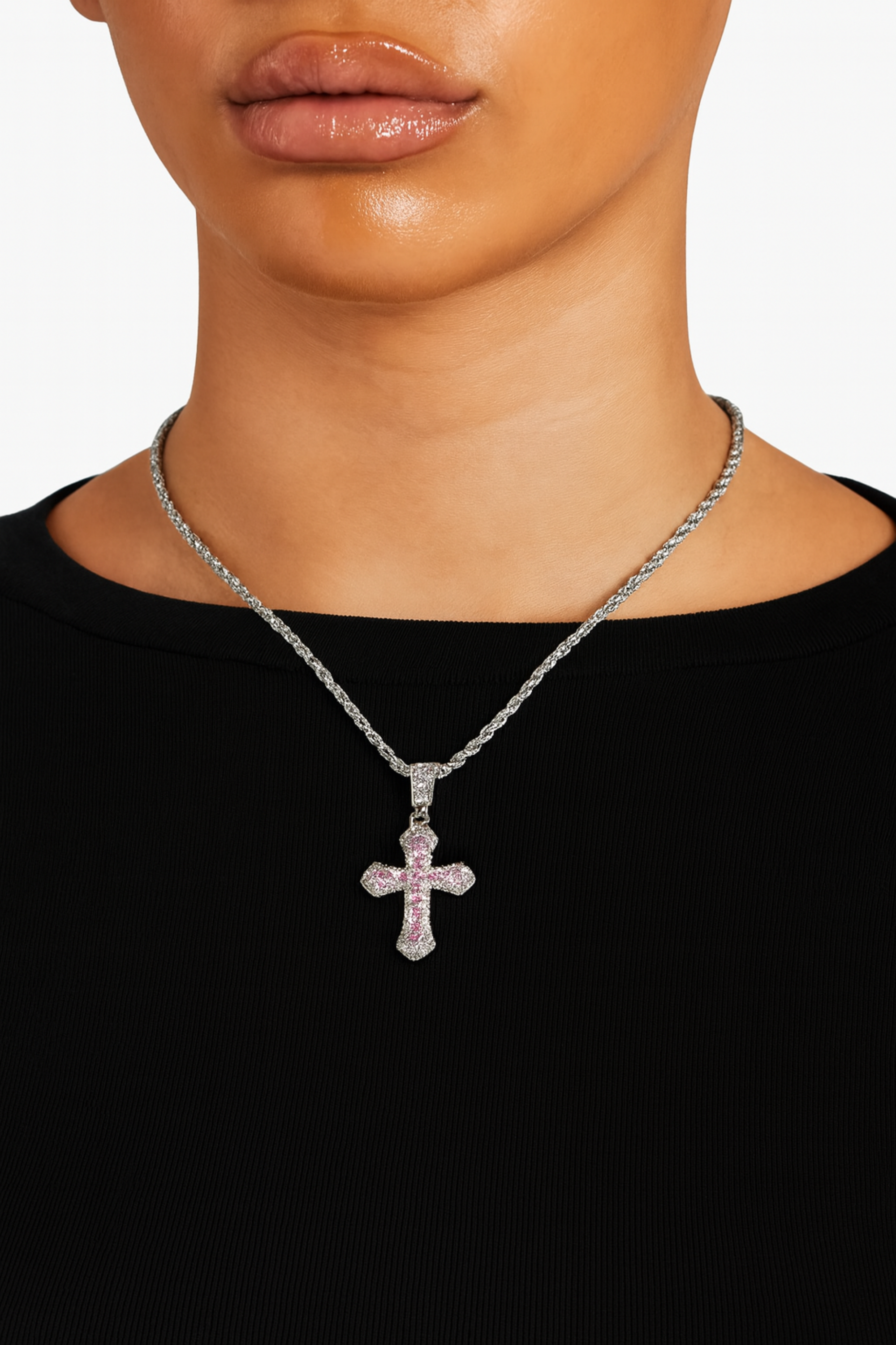 PINK CROSS NECKLACE - WITGOUD