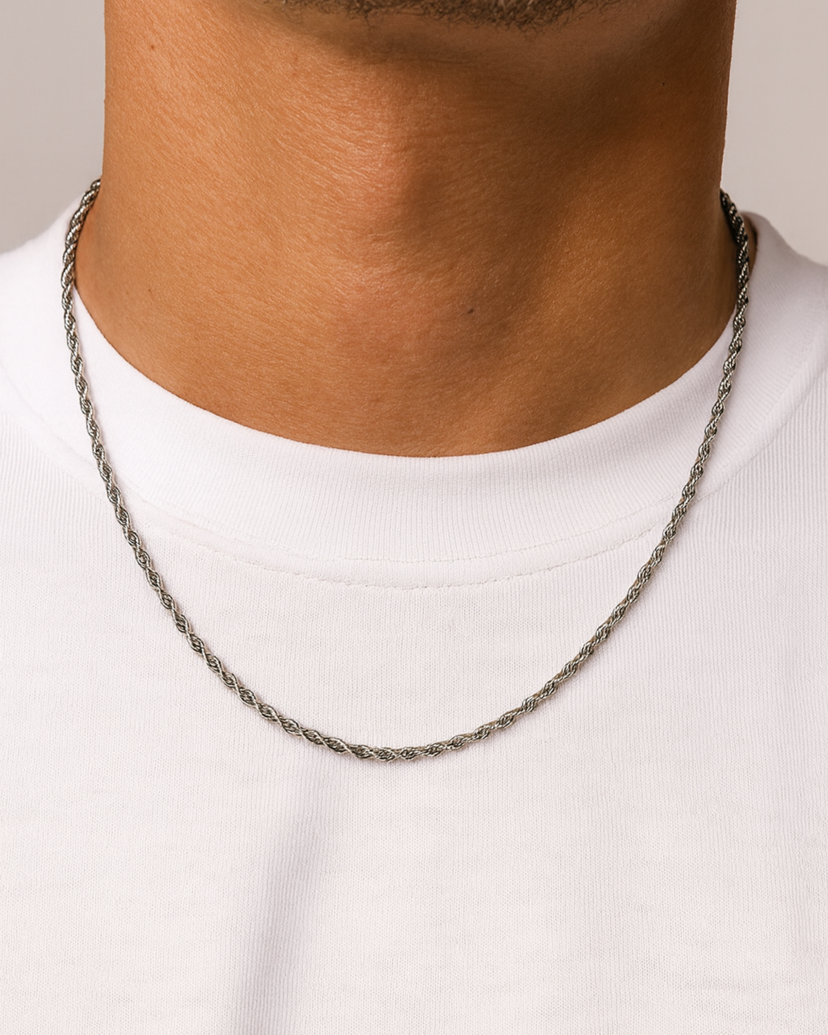 ROPE NECKLACE - 3MM WHITE GOLD