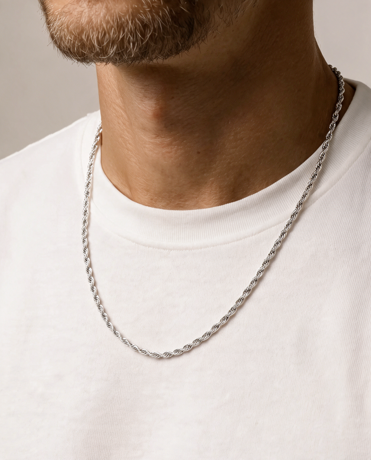 ROPE NECKLACE - 3MM WHITE GOLD
