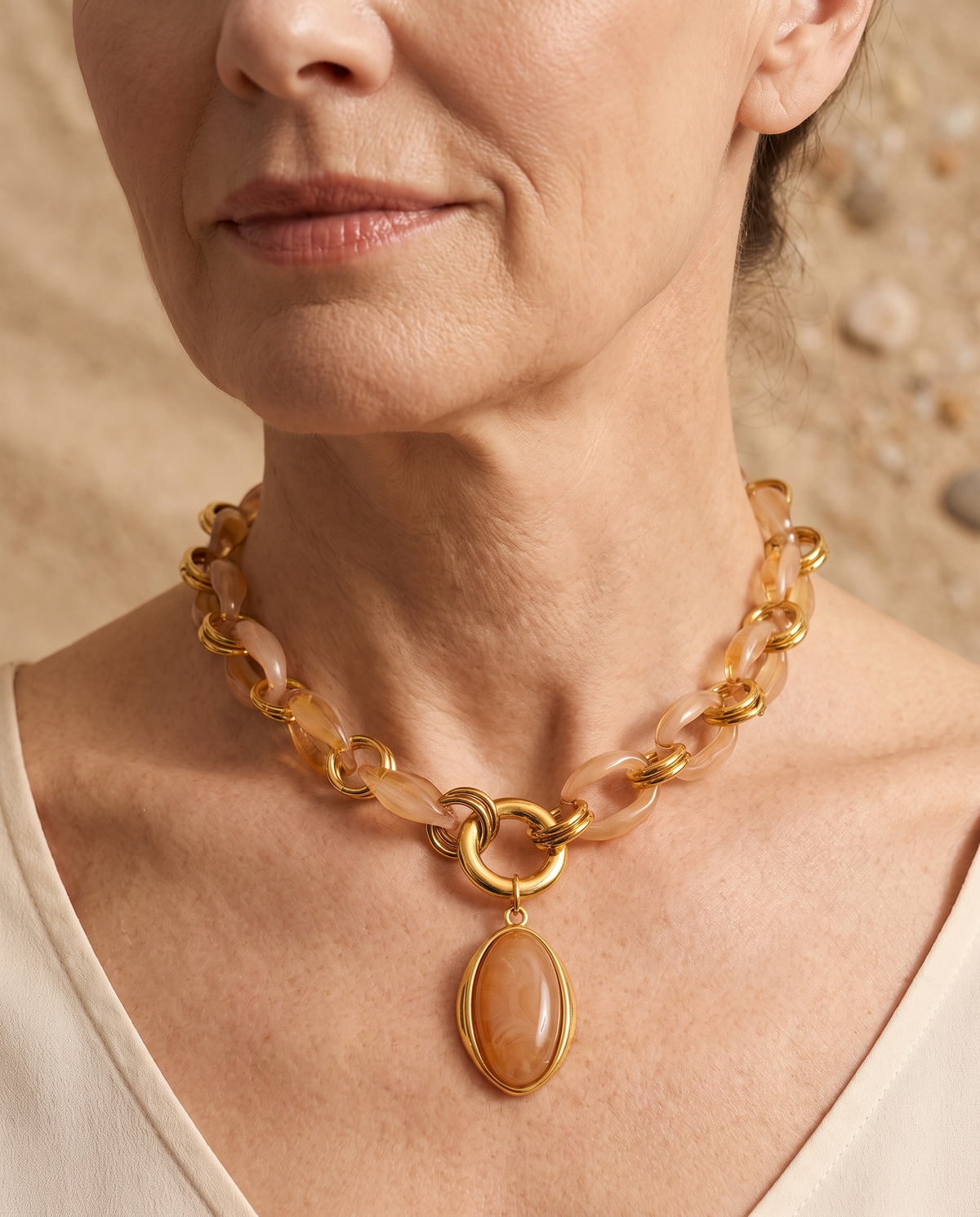 Grove Schakelketting met Ovale Hanger