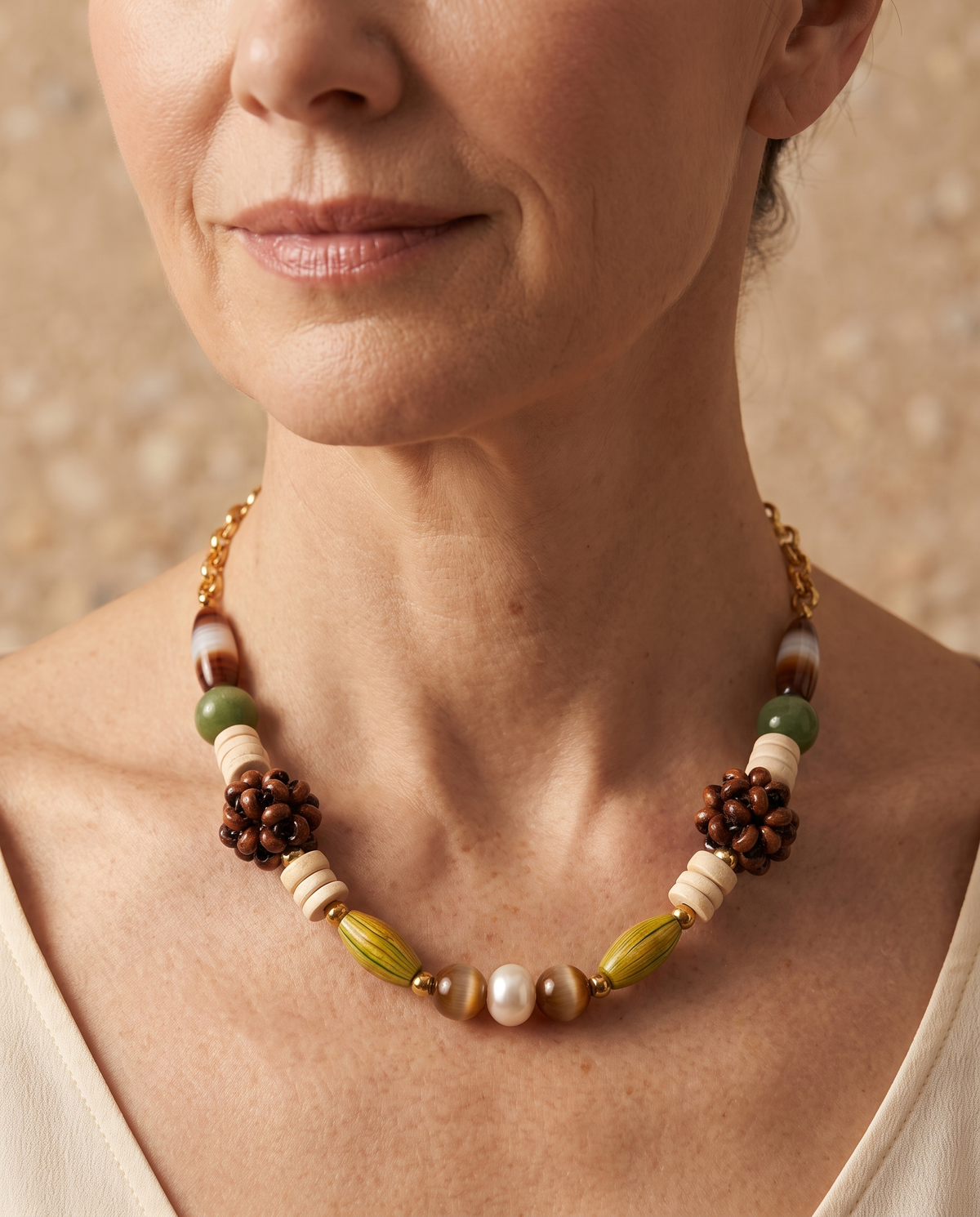 Schakelketting met Houten Kralen