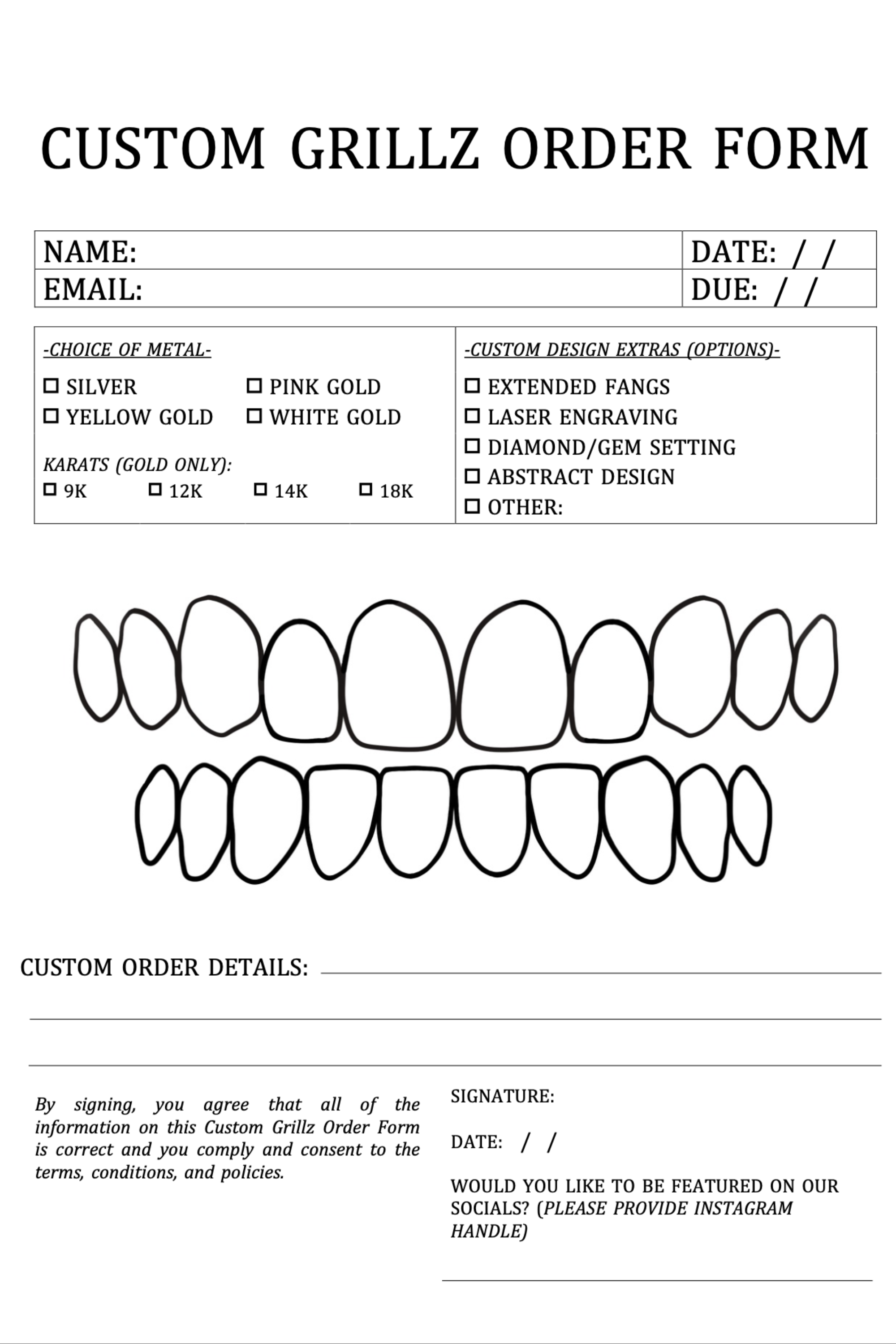 Down Payment For Grillz (includes dental mould kit)