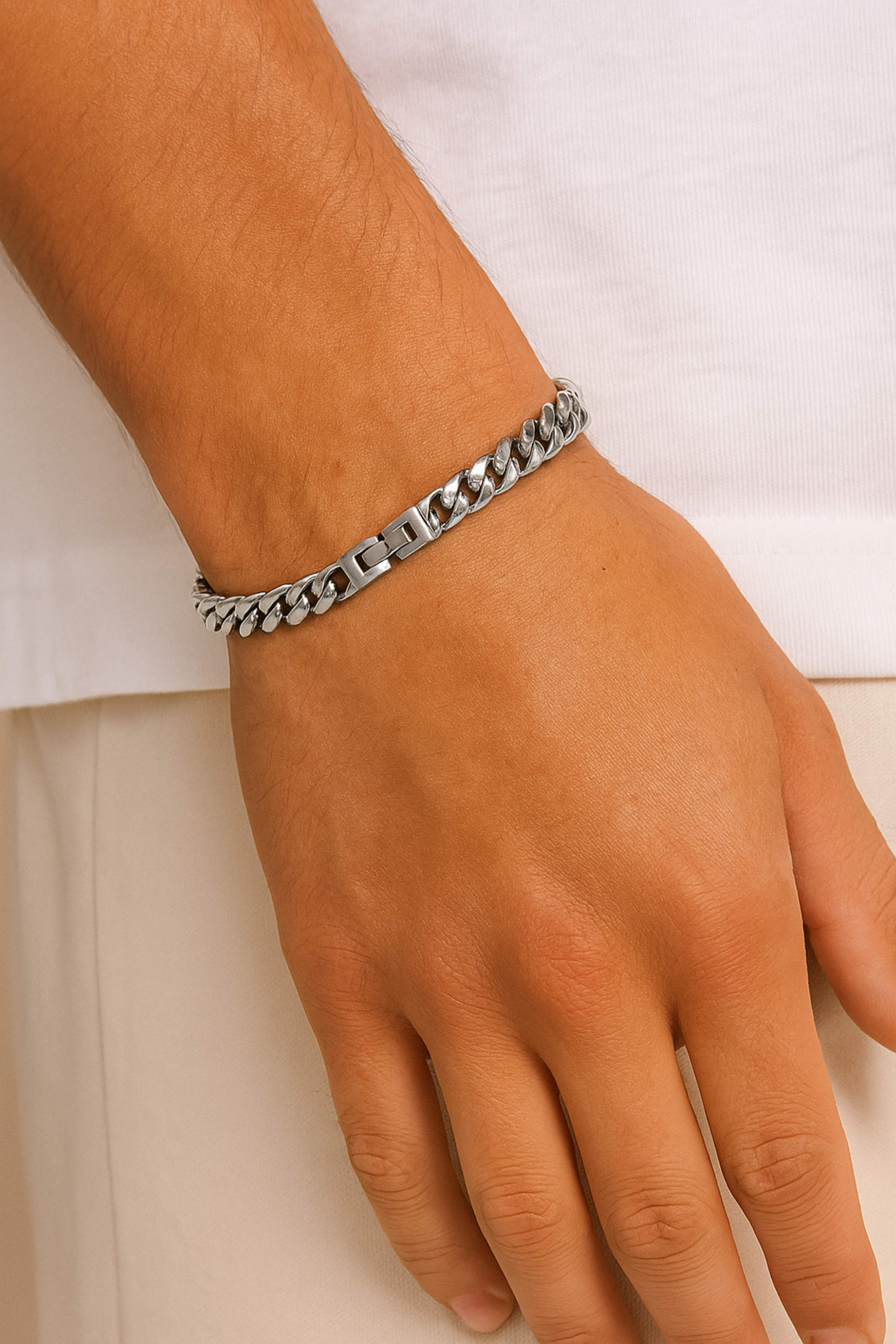 CLEAN CUBAN BRACELET - 6MM 14K WHITE GOLD