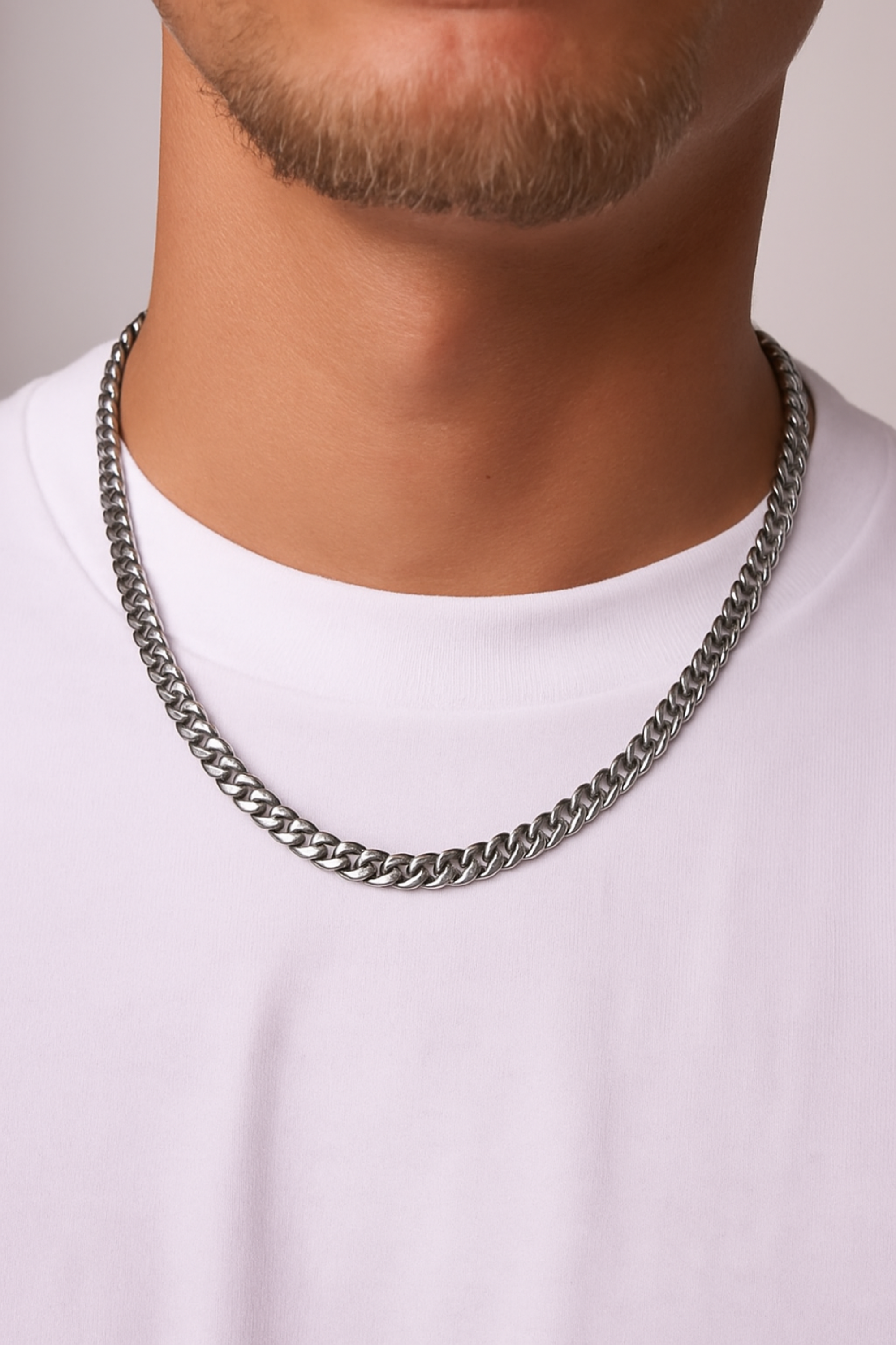 CLEAN CUBAN NECKLACE - 6MM 14K WHITE GOLD
