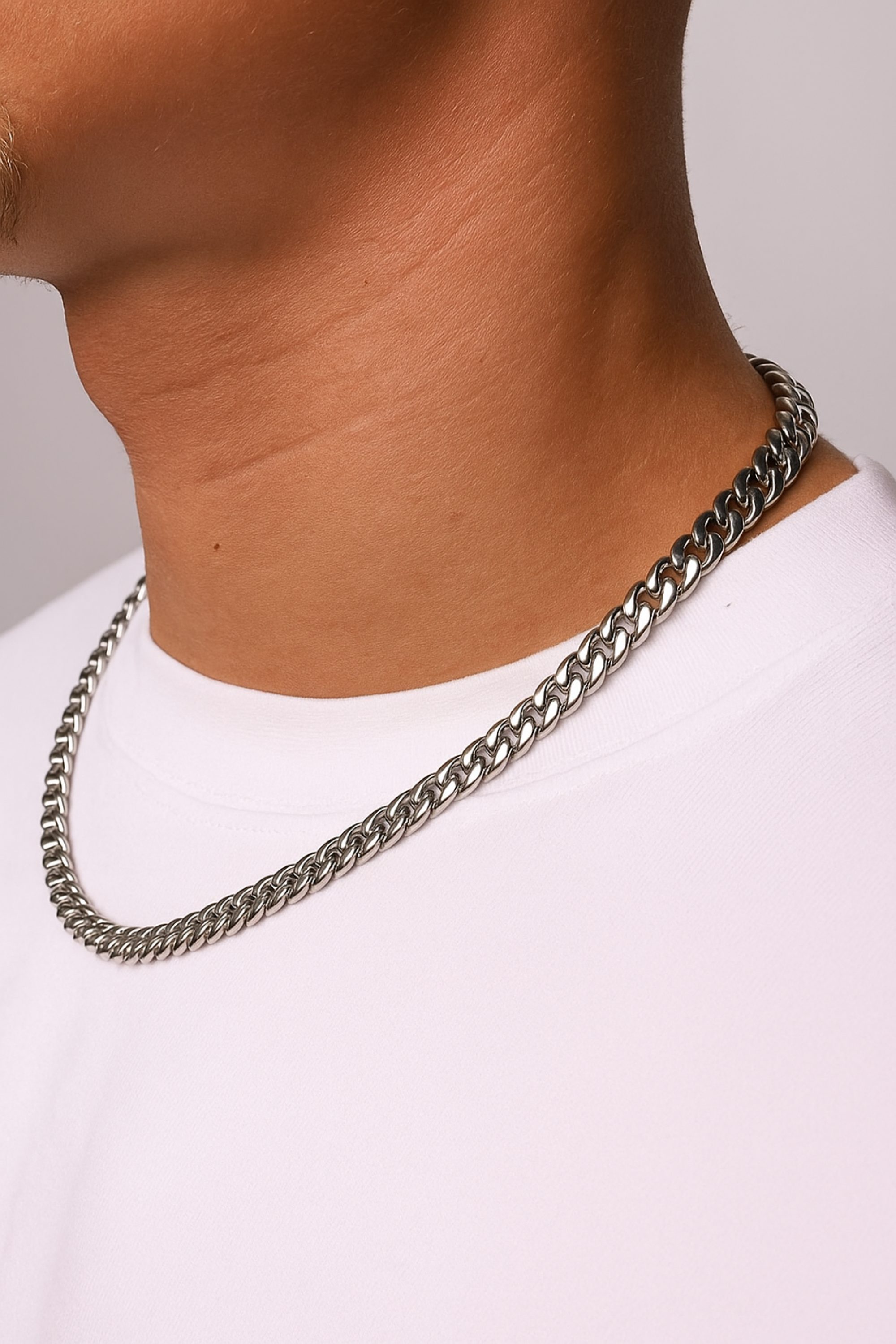 CLEAN CUBAN NECKLACE - 6MM 14K WHITE GOLD