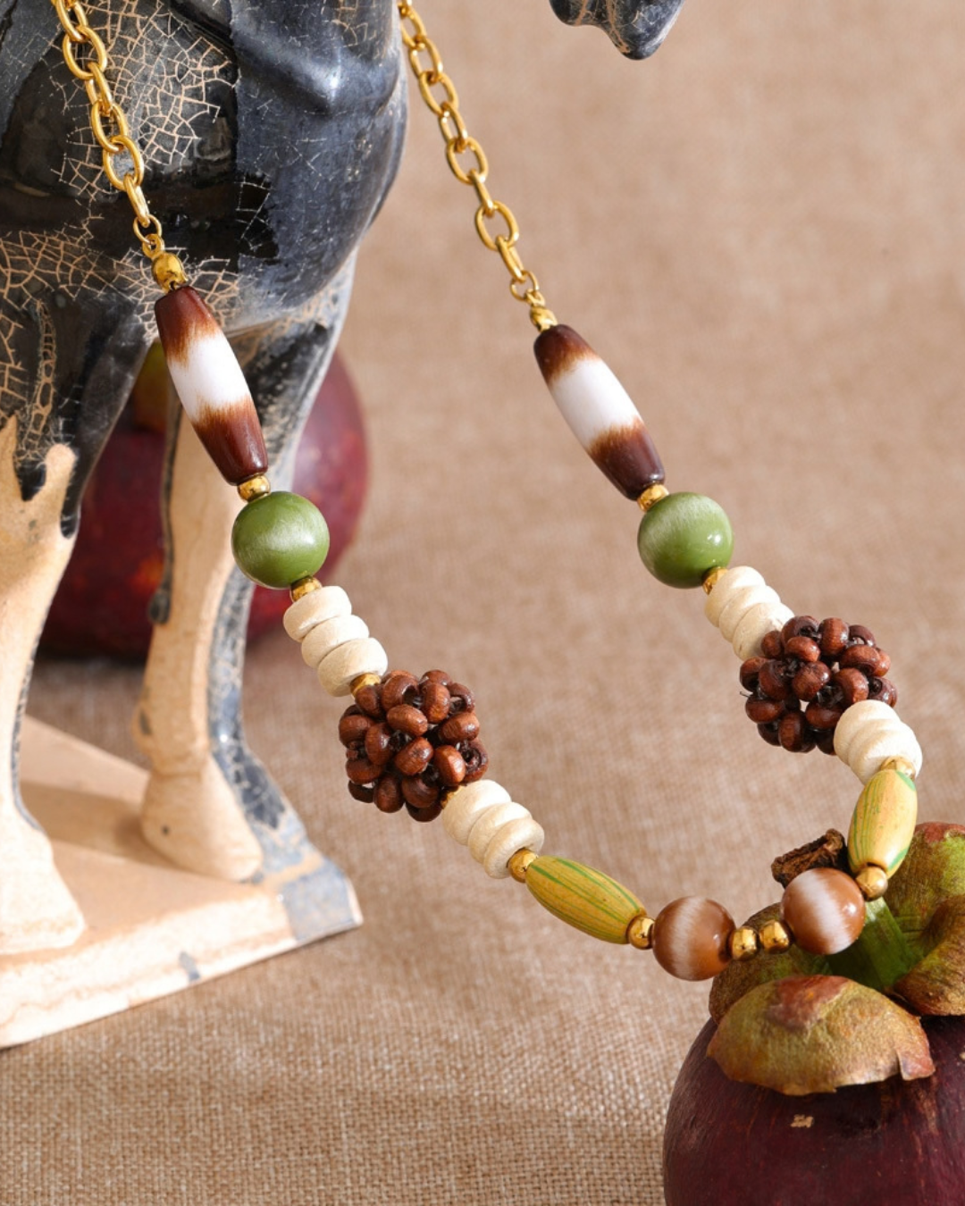 Schakelketting met Houten Kralen