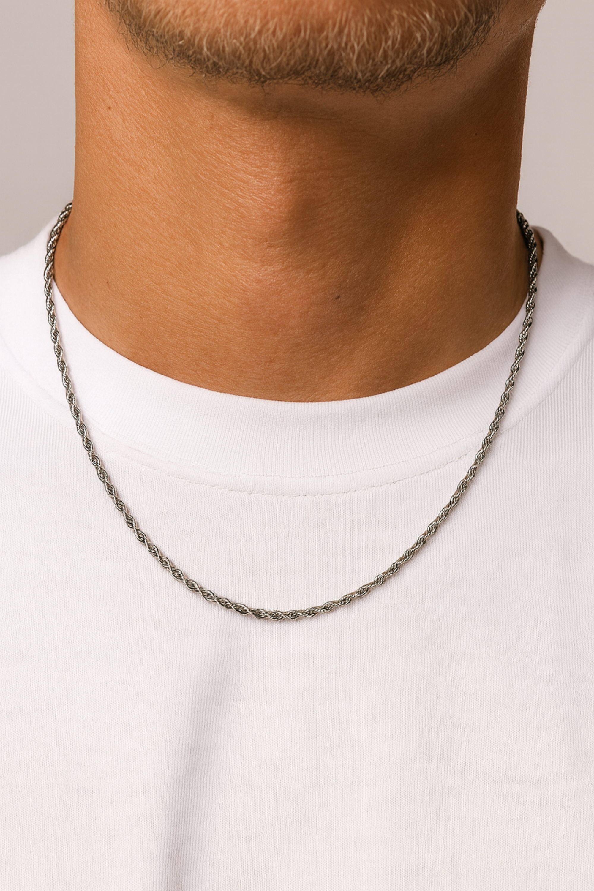 ROPE NECKLACE - 3MM WHITE GOLD