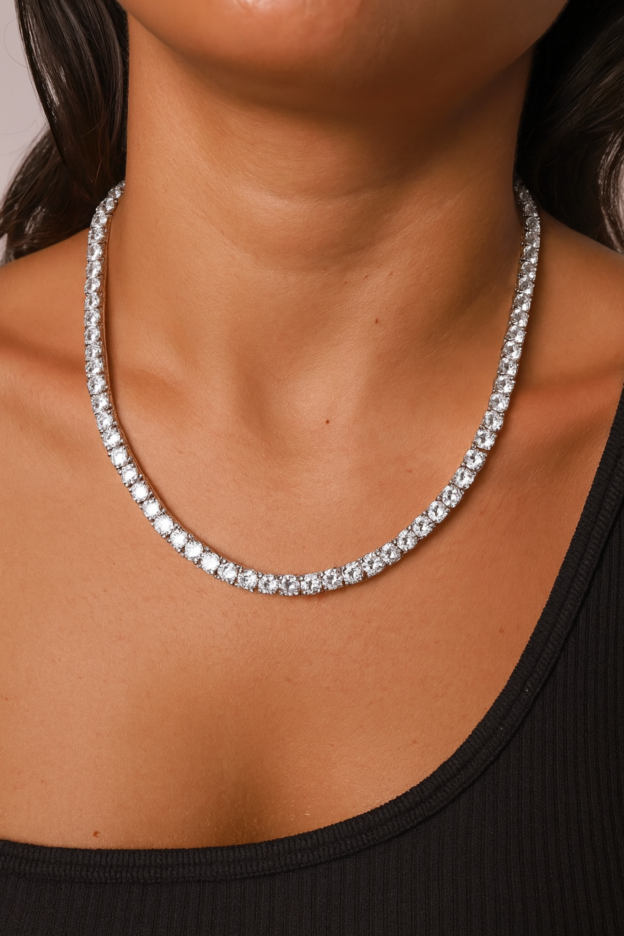 TENNIS NECKLACE - 4MM WITGOUD