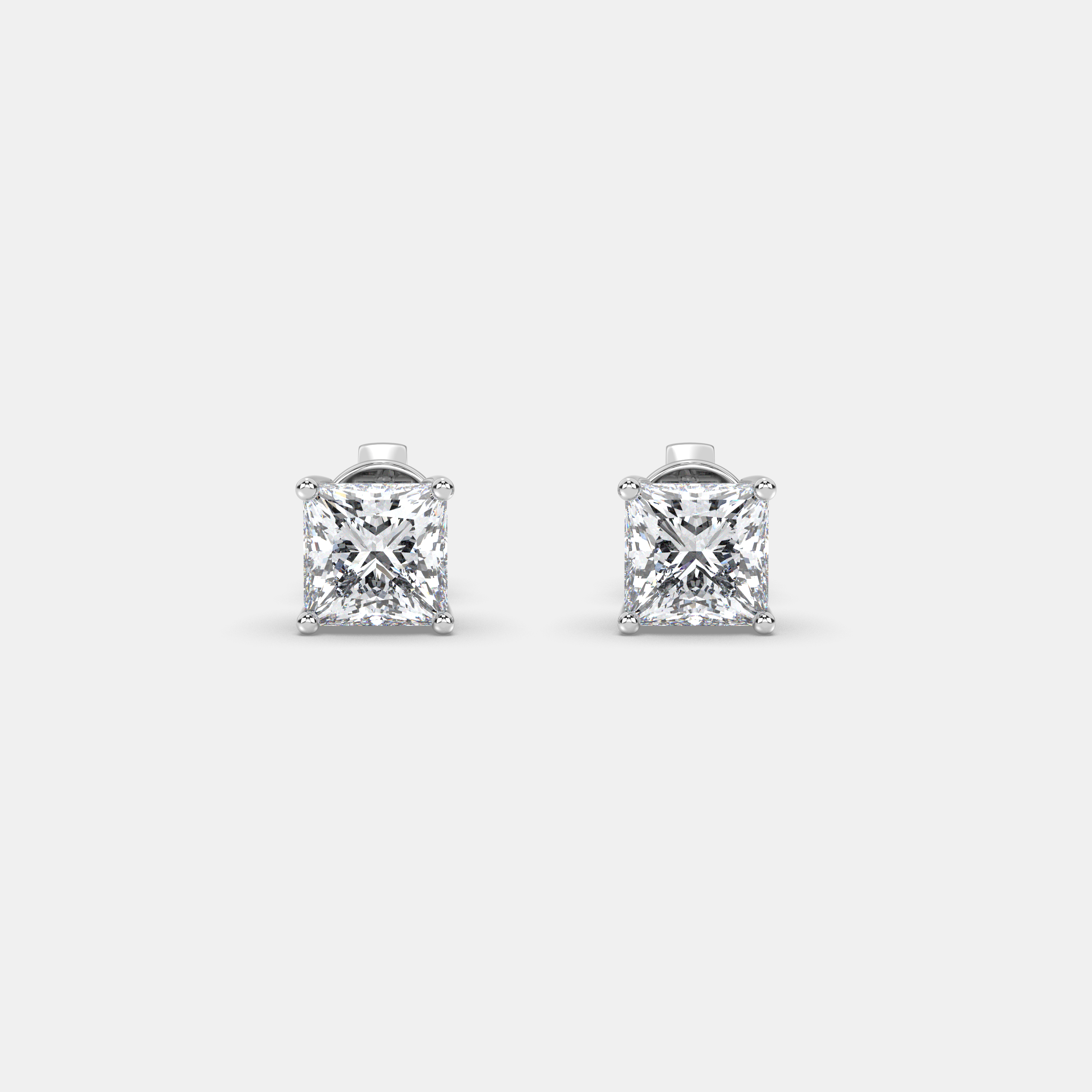 Moissanite square studs - White Gold