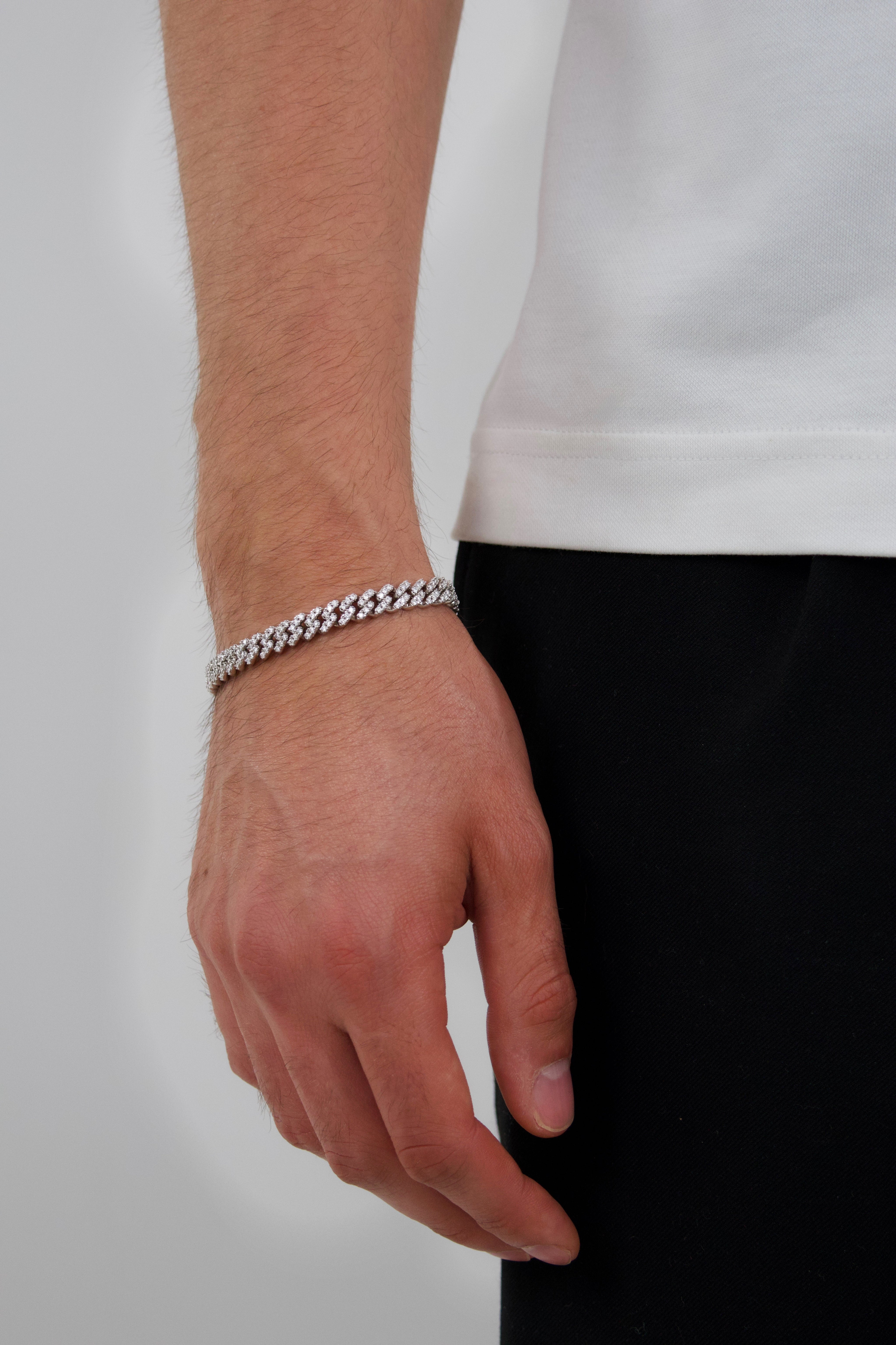 Moissanite Cuban bracelet - White Gold