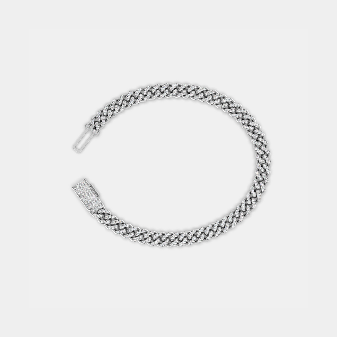 Moissanite Cuban bracelet - White Gold