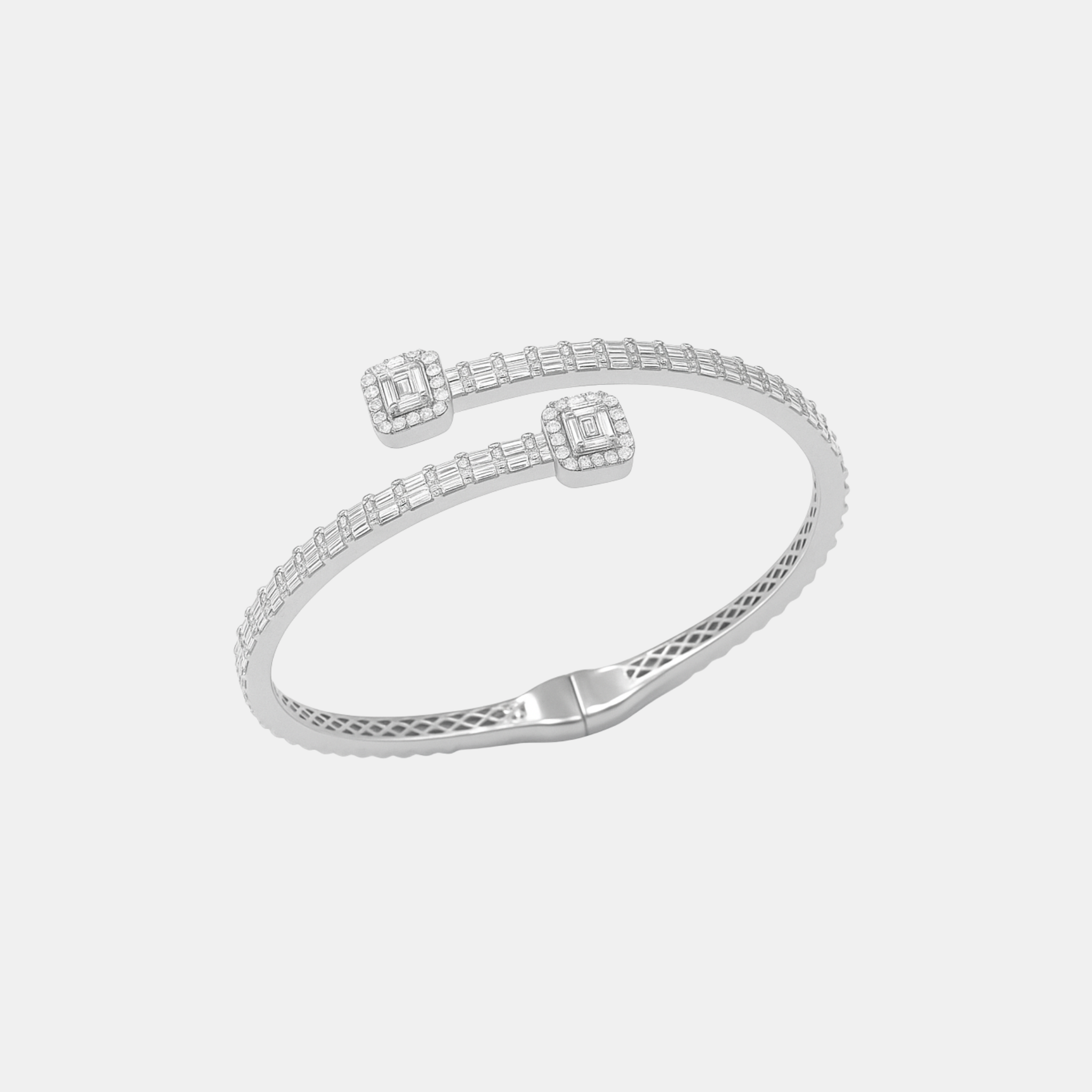 Moissanite Bangle Bracelet - White Gold