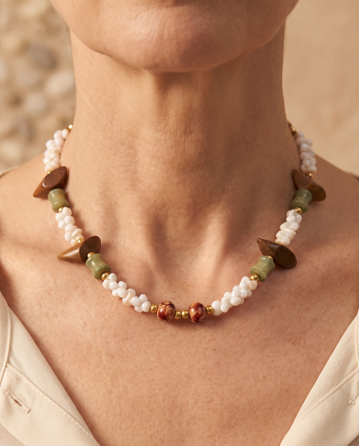Ketting met Houten Schelpjes