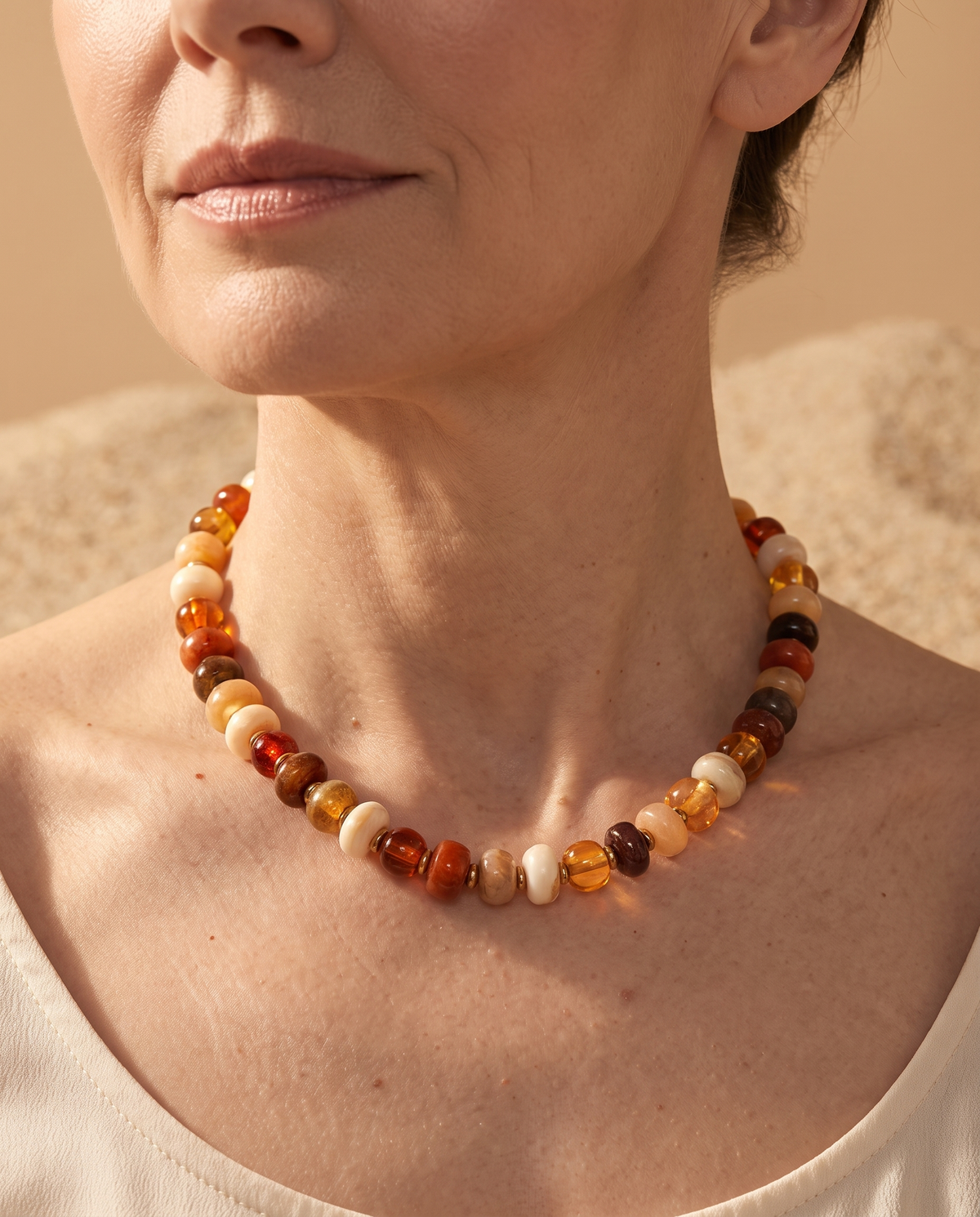 Kralenketting in Ambertinten
